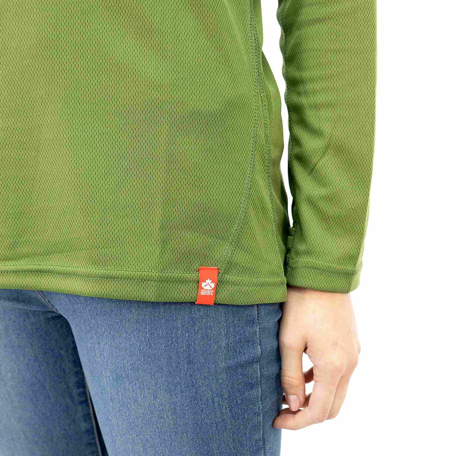 Polera Quebec Half-zip Mujer Verde Oliva image number 5.0